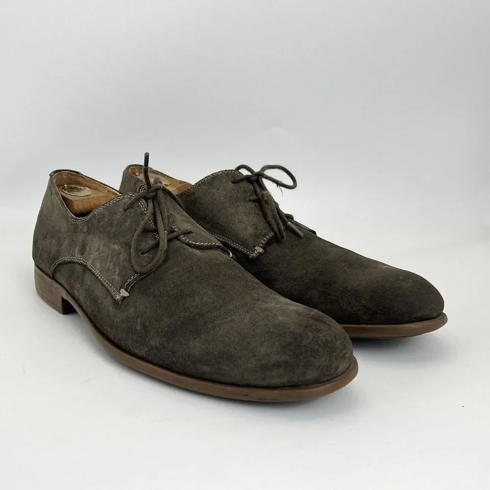 John Varvatos Dress Shoes Mens Sz 10 Gray Suede Derby Casual Lace Up Bluchers